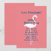 Invitation à la fête d'anniversaire Flamingle - Co (Devant / Derrière)