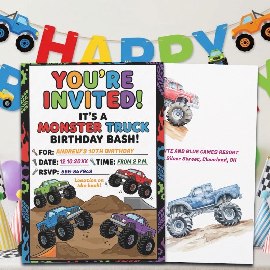 Invitation à la fête d'anniversaire Fun Monster Tr