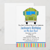 Invitation à la fête d'anniversaire Fun Tumble Bus (Devant / Derrière)