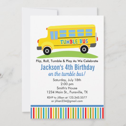 Invitation à la fête d'anniversaire Fun Tumble Bus (Devant)