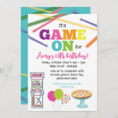 Invitation à la fête d'anniversaire Game On Arcade (Devant / Derrière)