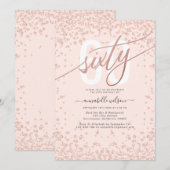 Invitation à la fête d'anniversaire Gold & Pink 60 (Devant / Derrière)