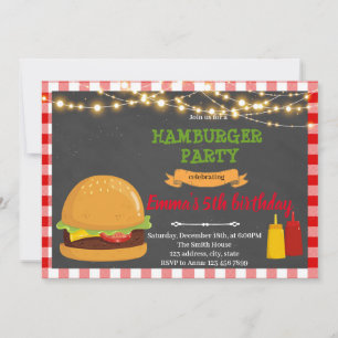 Invitation à la fête d'anniversaire Hamburger