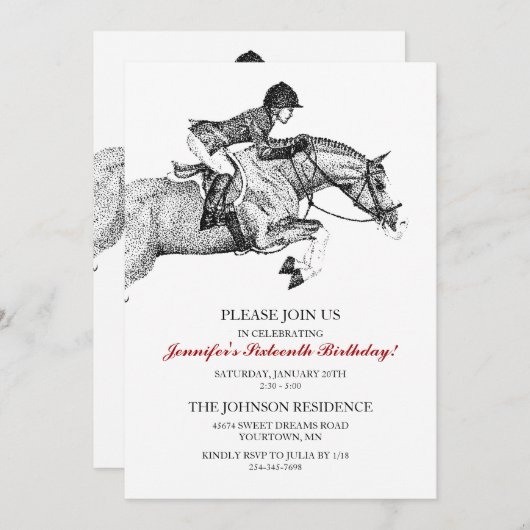 Invitation à la fête d'anniversaire Hunter Pony (Devant / Derrière)
