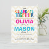 Invitation à la fête d'anniversaire jumelle (Debout devant)