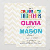 Invitation à la fête d'anniversaire jumelle (Devant / Derrière)