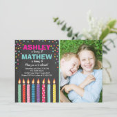 Invitation à la fête d'anniversaire jumelle Twins  (Debout devant)