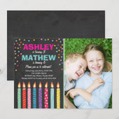 Invitation à la fête d'anniversaire jumelle Twins  (Devant / Derrière)