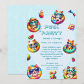 Invitation à la fête d'anniversaire Kitty Splash P (Devant / Derrière)