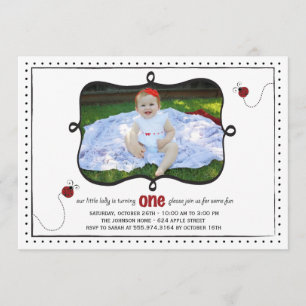Invitation à la fête d'anniversaire Lady Bug First