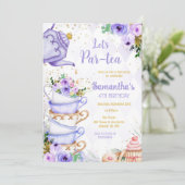 Invitation à la fête d'anniversaire Let's Par-tea (Debout devant)
