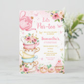 Invitation à la fête d'anniversaire Let's Par-tea (Debout devant)