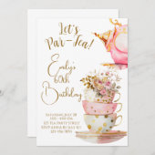 Invitation à la fête d'anniversaire Let's Par-Tea (Devant / Derrière)