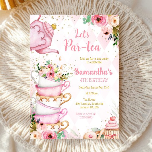 Invitation à la fête d'anniversaire Let's Par-tea