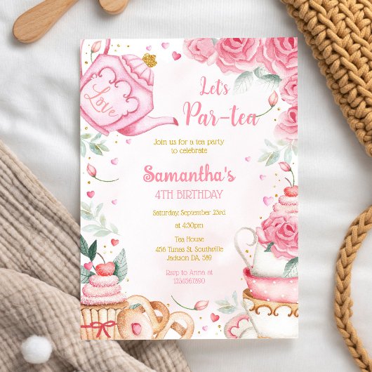 Invitation à la fête d'anniversaire Let's Par-tea