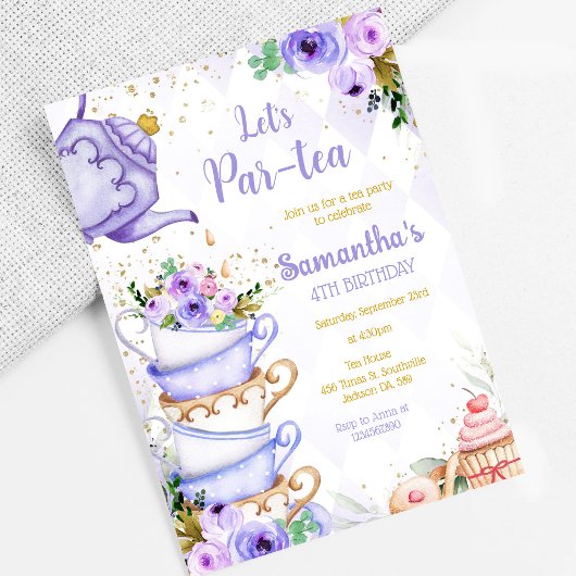 Invitation à la fête d'anniversaire Let's Par-tea