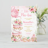 Invitation à la fête d'anniversaire Let's Par-tea (Debout devant)
