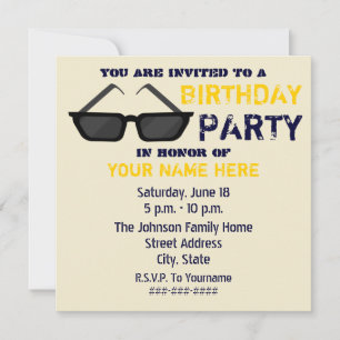 Invitation à la fête d'anniversaire - Lunettes de