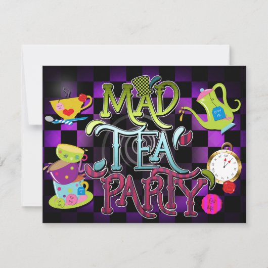 Invitation à la fête d'anniversaire MAD TEA PARTY (Devant)