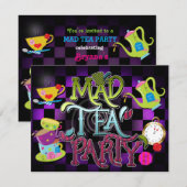 Invitation à la fête d'anniversaire MAD TEA PARTY (Devant / Derrière)