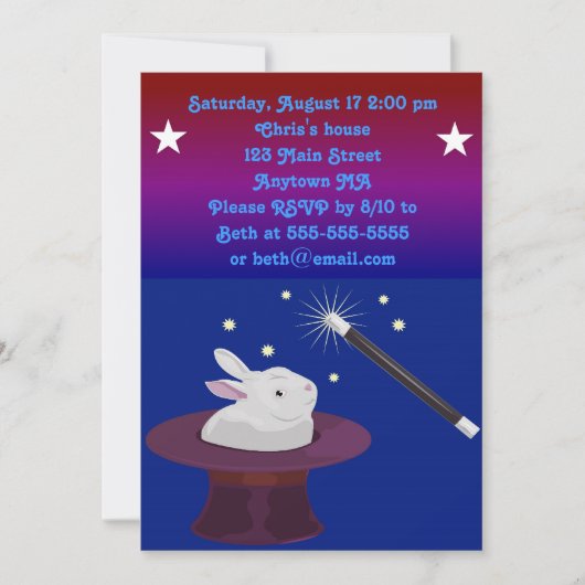 Invitation à la fête d'anniversaire Magic Magicien (Devant)
