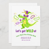 Invitation à la fête d'anniversaire Mardi Gras (Devant / Derrière)