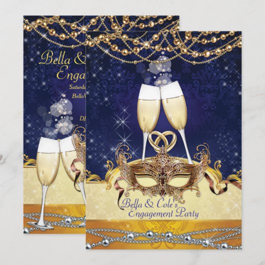 Invitation à la fête d'anniversaire Masquerade Mar (Devant / Derrière)