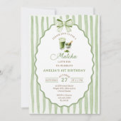 Invitation à la fête d'anniversaire Matcha Ruban V (Devant)