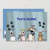 Invitation à la fête d'anniversaire mignonne/ Chat (Devant / Derrière)