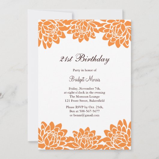 Invitation à la fête d'anniversaire moderne et flo (Devant)