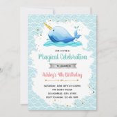 Invitation à la fête d'anniversaire Narwhal (Devant)