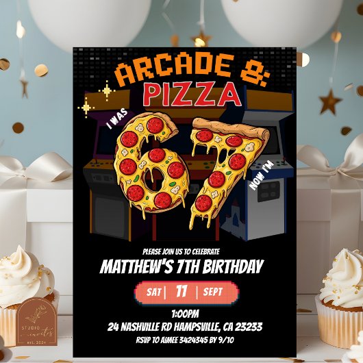 Invitation à la fête d'anniversaire Neon Arcade et