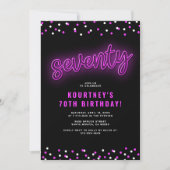 Invitation à la fête d'anniversaire Neon Seventy (Devant)