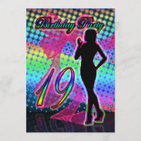 Invitation à la fête d'anniversaire, Neon with Fem