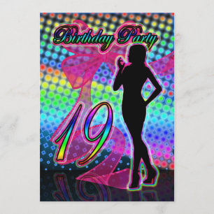 Invitation à la fête d'anniversaire, Neon with Fem