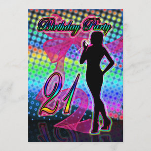 Invitation à la fête d'anniversaire, Neon with Fem