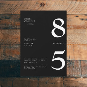 Invitation à la fête d'anniversaire noire 85 et fi