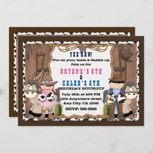 Invitation à la fête d'anniversaire occidentale de (Devant / Derrière)