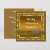 Invitation à la fête d'anniversaire Papillon d'Or (Devant / Derrière)