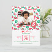 Invitation à la fête d'anniversaire Pastèque | Inv (Debout devant)