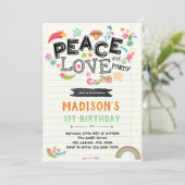 Invitation à la fête d'anniversaire Peace love (Debout devant)