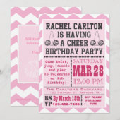 Invitation à la fête d'anniversaire Pink Cheerlead (Devant / Derrière)