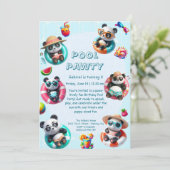 Invitation à la fête d'anniversaire Piscine Panda (Debout devant)
