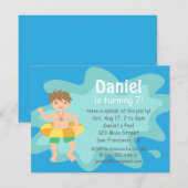 Invitation à la fête d'anniversaire Piscine Splash (Devant / Derrière)