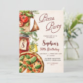 Invitation à la fête d'anniversaire Pizza Party (Debout devant)
