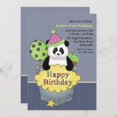 Invitation à la fête d'anniversaire Pocket Panda (Devant / Derrière)