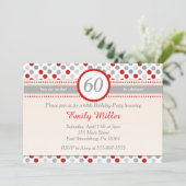 Invitation à la fête d'anniversaire Polka Dot Red (Debout devant)