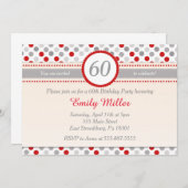 Invitation à la fête d'anniversaire Polka Dot Red (Devant / Derrière)