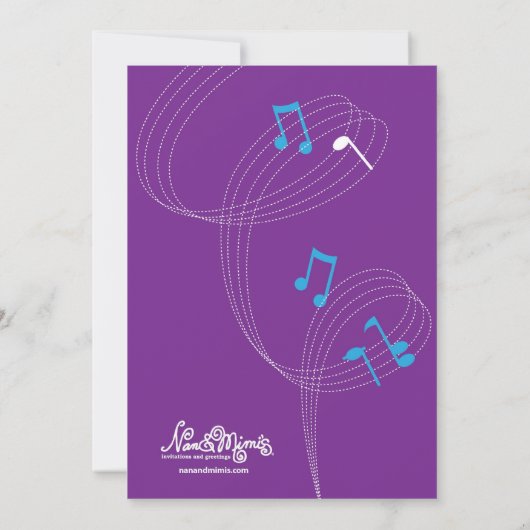 Invitation à la fête d'anniversaire Pop Star (Dos)