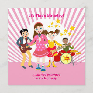 Invitation à la fête d'anniversaire Pop star